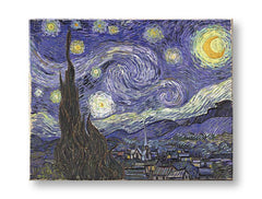 Винтидж картина на платно с мотив Vincent van Gogh - Hviezdna noc, нощно небе, звезди, карта, природа в бяло-синьо нюанси, подходяща за работен кабинет – продукт, изглед 2