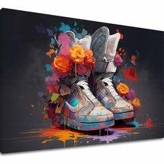 Модерна картина на платно с мотив Back To The Future, рози, цветя, природа, спортен мотив в многоцветн нюанси, енергична атмосфера, подходяща за хол – основна