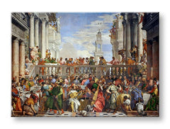 Поп арт картина на платно с мотив Paolo Veronese - Svadba v Káne Galilejskej в синьо-зелено нюанси, празнична атмосфера, подходяща за кухня – продукт, изглед 2