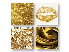Колаж картина с мотив Golden kiss в бяло-златно нюанси | Картина за стена Golden kiss, красота и празнуване – преглед