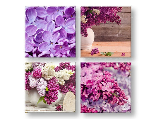 Колаж картина с ��отив Lilacs, цветя, природа в бяло-виолетово нюанси | Картина за стена Lilacs, пролетна атмосфера и природа – преглед