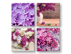 Колаж картина с ��отив Lilacs, цветя, природа в бяло-виолетово нюанси | Картина за стена Lilacs, пролетна атмосфера и природа – преглед