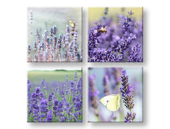 Колаж картина с мотив Lavender dream, лавандула, пеперуда в виолетово-зелено нюанси | Картина за стена Lavender dream, природа и пролетна атмосфера – преглед