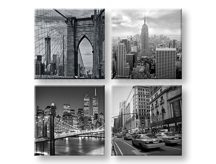 Поп арт картина с мотив Big apple в бяло-черно нюанси | Картина за стена Big apple, градски живот – преглед