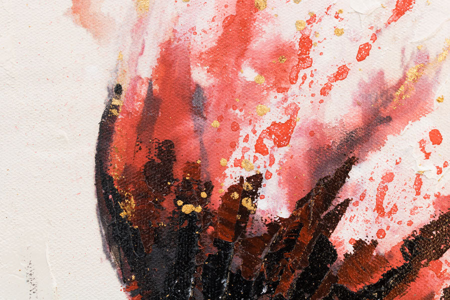 Ръчно рисувана картина на платно с мотив цветя, лалета, природа в бяло-розово нюанси, елегантна атмосфера, природа и пролетна атмосфера – продукт