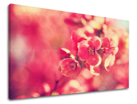Класическа картина на платно с мотив цветя, природа в розово нюанси, романтична атмосфера, пролетна атмосфера и романтика, подходяща за детска стая – основна