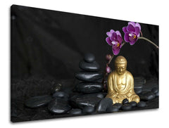 Класическа картина с мотив FENG SHUI в виолетово-златно нюанси | Картина за стена FENG SHUI, вътрешен мир – преглед