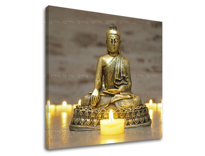Индустриална картина на платно с мотив FENG SHUI, пейзаж, природа в синьо-сребърно нюанси, спокойна атмосфера, вътрешен мир и vnútorný mier – основна