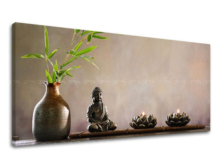 Индустриална картина на платно с мотив ПАНОРАМА FENG SHUI, фенг шуй, пейзаж, природа в сиво нюанси, спокойна атмосфера, вътрешен мир и природа – основна