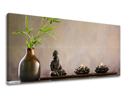 Индустриална картина на платно с мотив ПАНОРАМА FENG SHUI, фенг шуй, пейзаж, природа в сиво нюанси, спокойна атмосфера, вътрешен мир и природа – основна