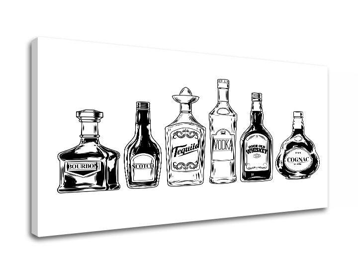Минималистична картина с мотив природа в бяло-черно нюанси | Картина за стена s textom Drinks, стенна декорация – преглед
