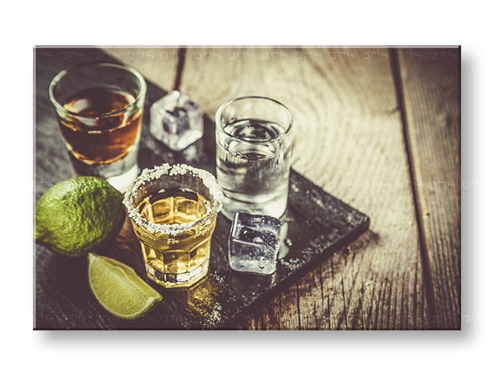 Винтидж картина на платно с мотив TEQUILA, карта в зелено нюанси, празнуване, подходяща за кухня | Картина за стена TEQUILA_075-11 – основна