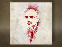 Модерна картина на платно с мотив Godfather Marlon Brando - AQUArt в бяло-бежово нюанси, интензивна атмосфера, филмов свят и сила и мощ – основна
