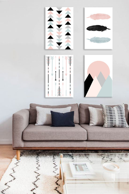 В бохо стил картина на платно с мотив Memories of Designated Lover, планини, пейзаж, карта, религиозен мотив окачена в интериор на хол, природа и минимализъм – интериор