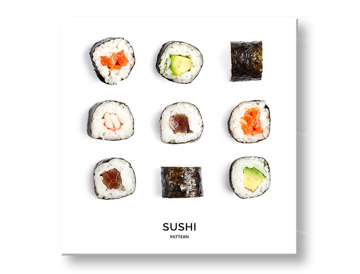 Индустриална картина на платно с мотив SUSHI, природа в бяло-черно нюанси, подходяща за кухня | Картина за стена SUSHI_067-12 – основна