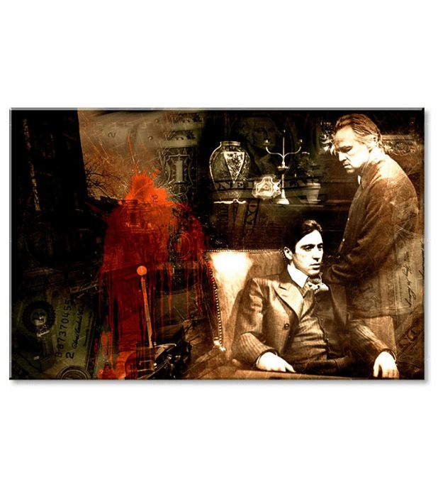 Модерна картина с мотив The Godfather в кафяво-червено нюанси | Най-голям MAFIÁNI na платно - The Godfather – преглед