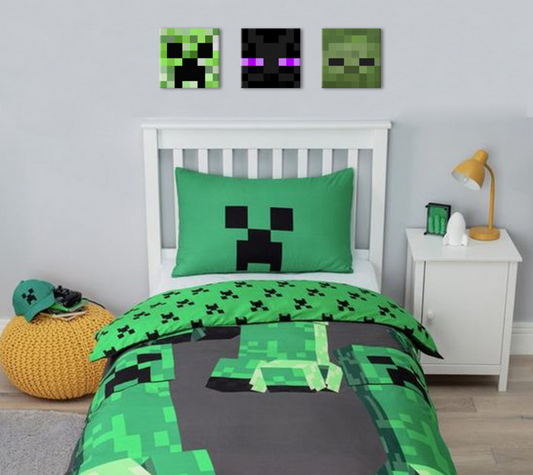 Модерна картина на платно в зелено-черно нюанси, игрива атмосфера, приключение | Minecraft картина - Najlepšie postavičky na платно - Creeper, Enderman, Zombie – основна