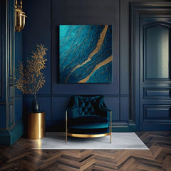 Поп арт картина на платно с мотив Infinite Layers of Abstraction в тюркоазено-златно нюанси, елегантна атмосфера, луксозно впечатление и природа – продукт
