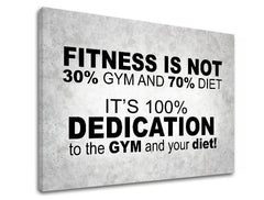 Модерна картина с мотив Fitness is not, мотивационен цитат, природа в бяло-сиво нюанси | Мотивационна картина за стена Fitness is not – преглед