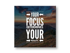 Поп арт картина на платно с мотив Your focus, планини, небе, облаци, залез в бяло нюанси, вдъхновяваща атмосфера, природа, подходяща за офис – основна