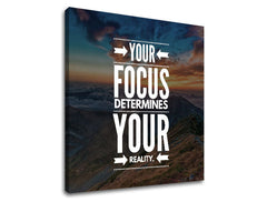 Поп арт картина на платно с мотив Your focus, планини, небе, облаци, залез в бяло нюанси, вдъхновяваща атмосфера, природа, подходяща за офис – продукт