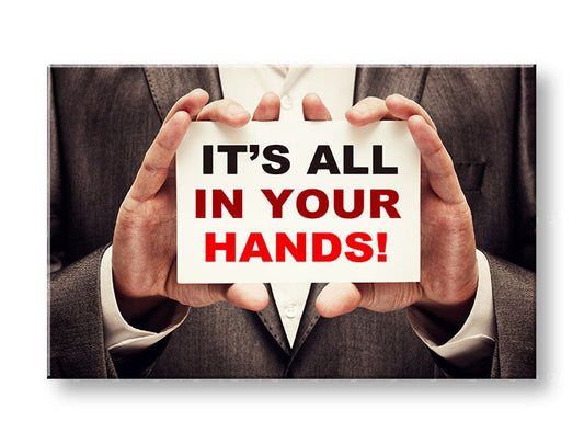 Арт деко картина на платно с мотив Its all in your hands, мотивационен цитат в бяло-червено нюанси, подходяща за офис | Мотивационна картина за стена Its all in your hands_001 – основна