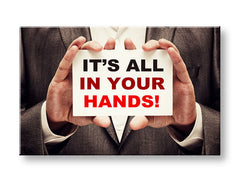 Арт деко картина на платно с мотив Its all in your hands, мотивационен цитат в бяло-червено нюанси, подходяща за офис | Мотивационна картина за стена Its all in your hands_001 – основна