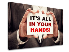 Арт деко картина с мотив Its all in your hands, мотивационен цитат в бяло-червено нюанси | Мотивационна картина за стена Its all in your hands_001 – преглед