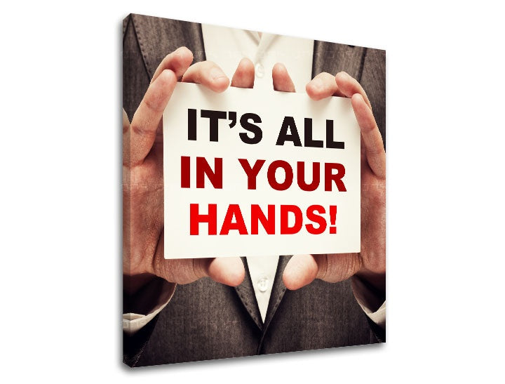 Арт деко картина с мотив Its all in your hands, мотивационен цитат в червено-черно нюанси | Мотивационна картина за стена Its all in your hands_002 – преглед