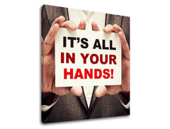 Арт деко картина с мотив Its all in your hands, мотивационен цитат в червено-черно нюанси | Мотивационна картина за стена Its all in your hands_002 – преглед