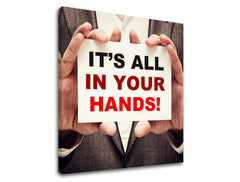 Арт деко картина на платно с мотив Its all in your hands, мотивационен цитат в червено-черно нюанси | Мотивационна картина за стена Its all in your hands_002 – продукт