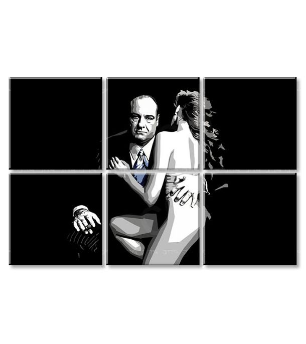 Поп арт картина на платно с мотив Sopranos - Tony Soprano s nahou ženou в бяло-черно нюанси, драматична атмосфера, криминална драма и любов – продукт, изглед 3