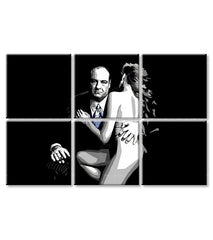 Поп арт картина на платно с мотив Sopranos - Tony Soprano s nahou ženou в бяло-черно нюанси, драматична атмосфера, криминална драма и любов – продукт, изглед 3