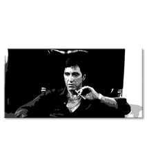 Поп арт картина на платно с мотив Nahnevaný Tony Montana s cigarou v ruke, автомобил, природа в бяло-черно нюанси, интензивна атмосфера – продукт, изглед 2