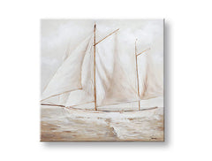 Модерна картина на платно с мотив PLACHETNICA, небе, природа в бяло-бежово нюанси, спокойна атмосфера, свобода, подходяща за хол | Картина на платно PLACHETNICA – основна