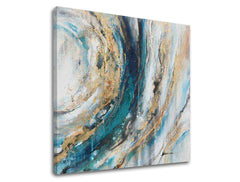 Геометрична картина с мотив АБСТРАКТ 1 частен в бяло-синьо нюанси | Картина на платно АБСТРАКТ 1 частен, природа и елегантност – преглед