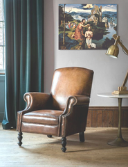 Модерна картина на платно с мотив Joachim Patinir - Krst Ježišи Krista, hrad в кафяво-синьо нюанси, празнична атмосфера, природа | Картина на платно Joachim Patinir - Krst Ježišи Krista – продукт