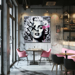 Модерна картина на платно с мотив Hollywoodska Legenda Marilyn Monroe в розово нюанси, дръзка атмосфера, слава, подходяща за хол | Картина на платно - Hollywoodska Legenda Marilyn Monroe