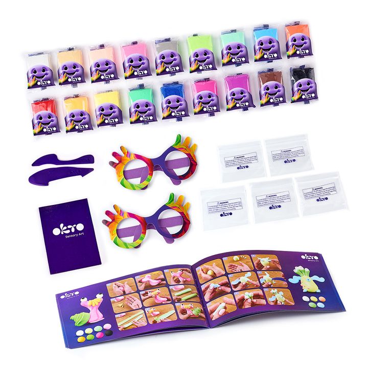Модерна картина на платно в виолетово-бяло нюанси, игрива атмосфера, креативност и детство | OKTO креативна комплект samotvrdnúcej hmoty 18 odtieňov – продукт