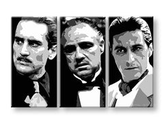 Модерна картина на платно с мотив The Godfather в черно-бяло нюанси, драматична атмосфера, сила и мощ и семейство | Най-голям MAFIÁNI na платно - The Godfather – продукт