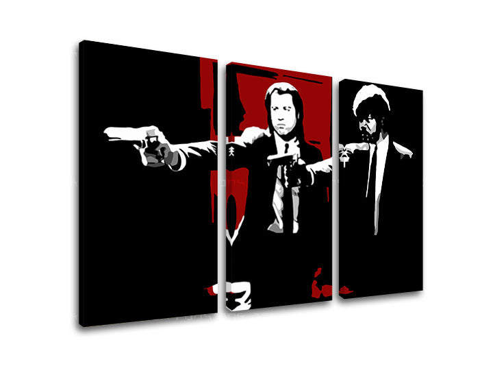Поп арт картина на платно с мотив Pulp Fiction в бяло-червено нюанси, интензивна атмосфера, филмов свят, подходяща за хол | POP Art картина Pulp Fiction – продукт, изглед 2