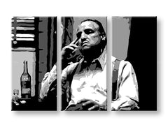 Поп арт картина на платно с мотив Marlon Brando, пура, бутилка, природа в бяло-сиво нюанси, драматична атмосфера, филмов свят и сила и мощ – продукт