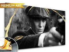 Ръчно рисувана картина на платно с мотив PREMIUM ART – Peaky Blinders Thomas Shelby в сиво-златно нюанси, интензивна атмосфера | Картини на платно - PREMIUM ART – Peaky Blinders Thomas..., изглед 2