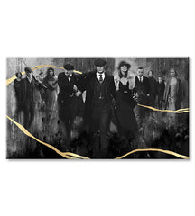 Ръчно рисувана картина на платно с мотив PREMIUM ART – Peaky Blinders семейство в сиво-златно нюанси, семейство и сила и мощ, подходяща за хол – продукт, изглед 2