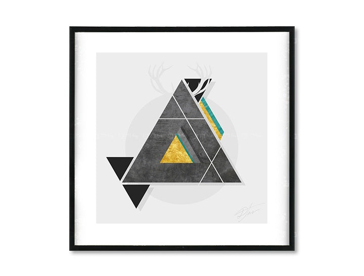 Геометрична картина с мотив Instant Abstraction в бяло-сиво нюанси | Плакат за стена Instant Abstraction, природа – преглед