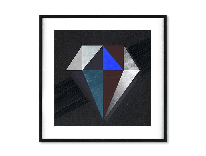 Индустриална картина на платно с мотив My Framed Formation, диамант в синьо-сиво нюанси, изтънчена атмосфера, луксозно впечатление и елегантност – основна
