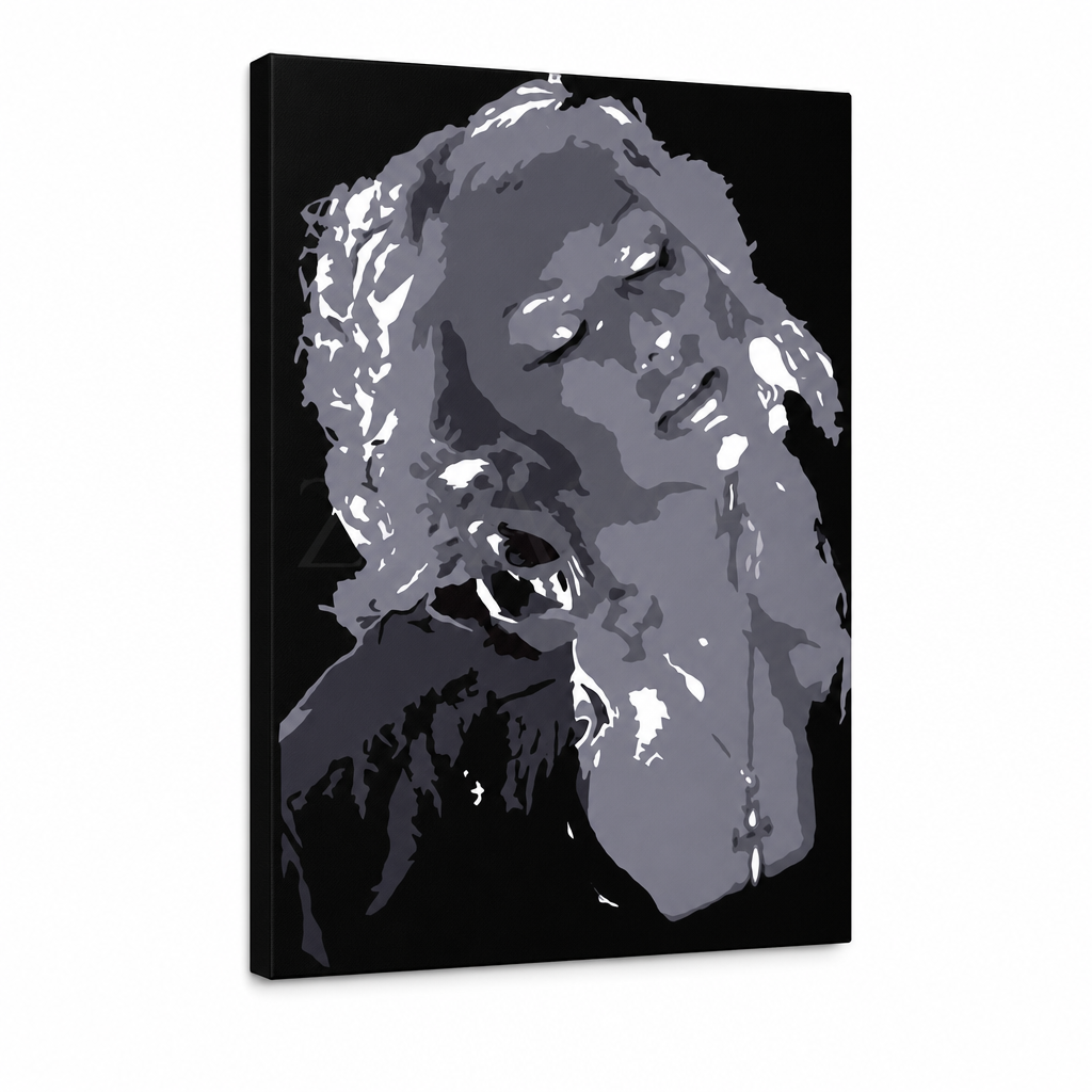 Ръчно рисуван POP Art Christina Aguilera 1 брой ка – 3D визуализация на ръчно рисувано платно на бял фон. Доминиращи цветове: черно, сиво, бяло.
