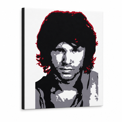 Ръчно рисуван POP Art Jim Morrison 1 брой jm – 3D визуализация на ръчно рисувано платно на бял фон. Доминиращи цветове: черно, бяло, сиво, червено.