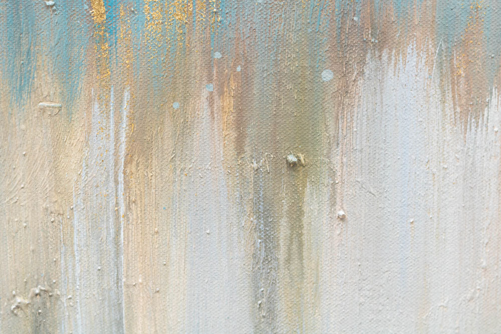 Ръчно рисувана картина ДЪРВЕТА 140x70 cm, синьо-бели нюанси, страничен изглед, дълбочина на цветовете, абстрактен пейзаж, изглед 4.