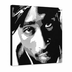 Ръчно рисувана картина POP Art 2 PAC 1 брой 2pac – 3D визуализация на ръчно рисувано платно на бял фон. Доминиращи цветове: черно, бяло, сиво.